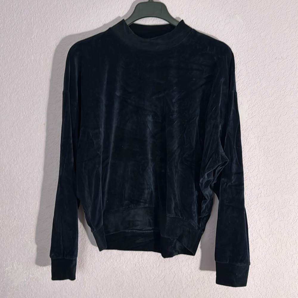 Velvet Blue Velour Navy Sweater Crewneck